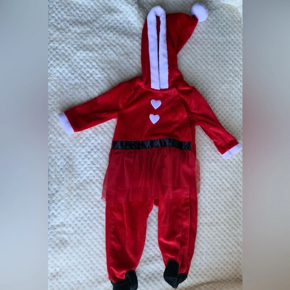 George Girls Christmas Santa Holiday Outfit 6-9M 6M 9M - Picture 1 of 4